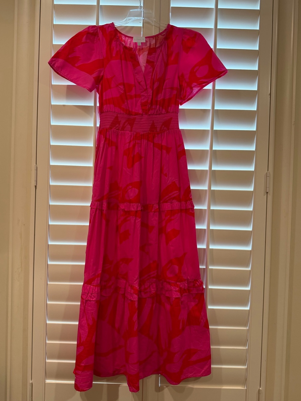 Sugarlips Jolene Pink Abstract Maxi Dress, sz S